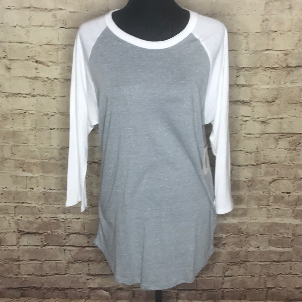 NWT LuLaRoe XL Randy T-Shirt White/Gray